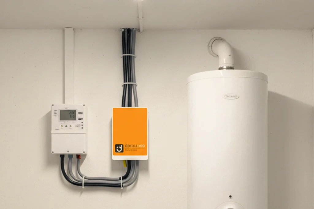 Boîtier DMI installé au sous-sol d'une maison afin de profiter d'une autoconsommation solaire optimisée